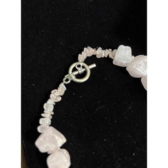 Rose Quartz Chunky Bead Necklace 15” With Toggle Clasp - Picture 2 of 4